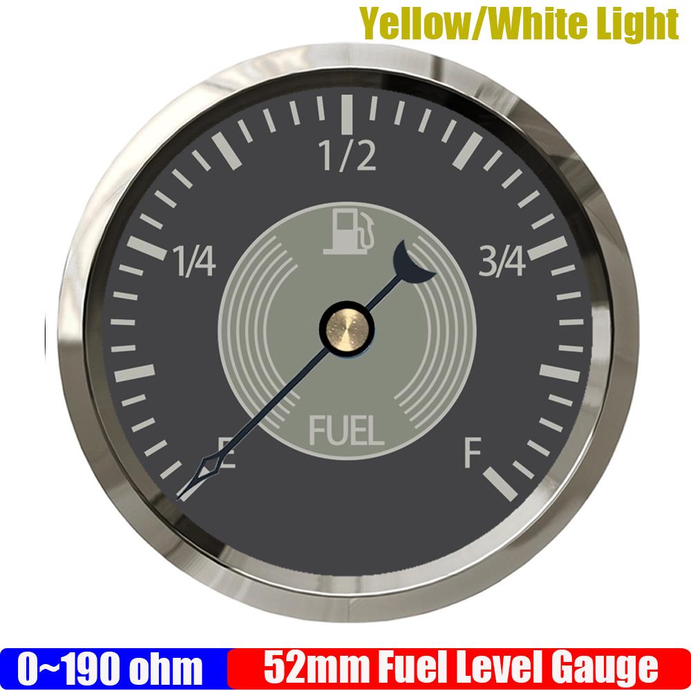 ZMFJH Retro Pointer 52MM Gauge 0-190ohm Fuel Level Oil Pressure Water Temperature Voltage Red Yellow Light for Car Boat Yacht