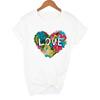 Cool Women T Shirt Heart Flowers Love Casual Shirts Yellow Blue Floral Heart Camisas Mujer Female