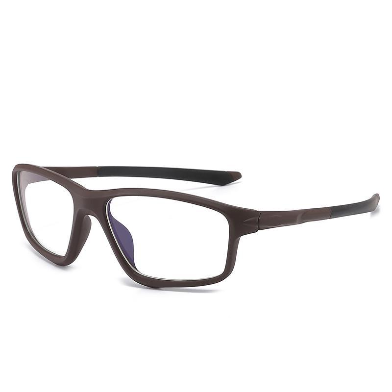 TR90 Square Blue Light Blocking Sports Men's Eyeglass Frame with Flat Lens, Myopia-Compatible (Model TR5773)