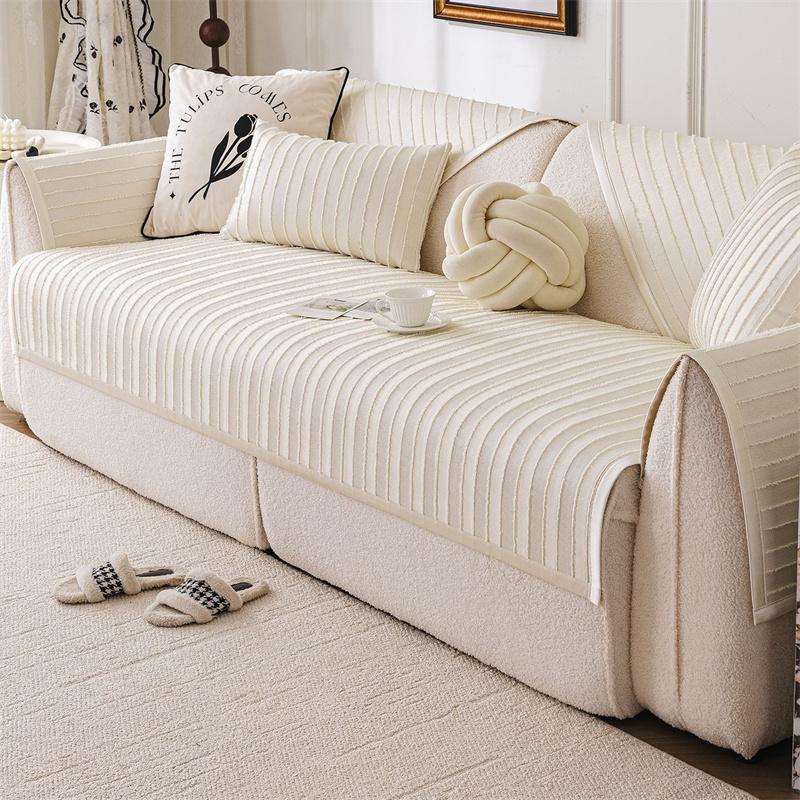 Nordic Striped Sofa Cushion All Season Universal Solid Color Sofa Mat Sofa Dust-Proof Sofas Towel For Living Room Funda Sofá