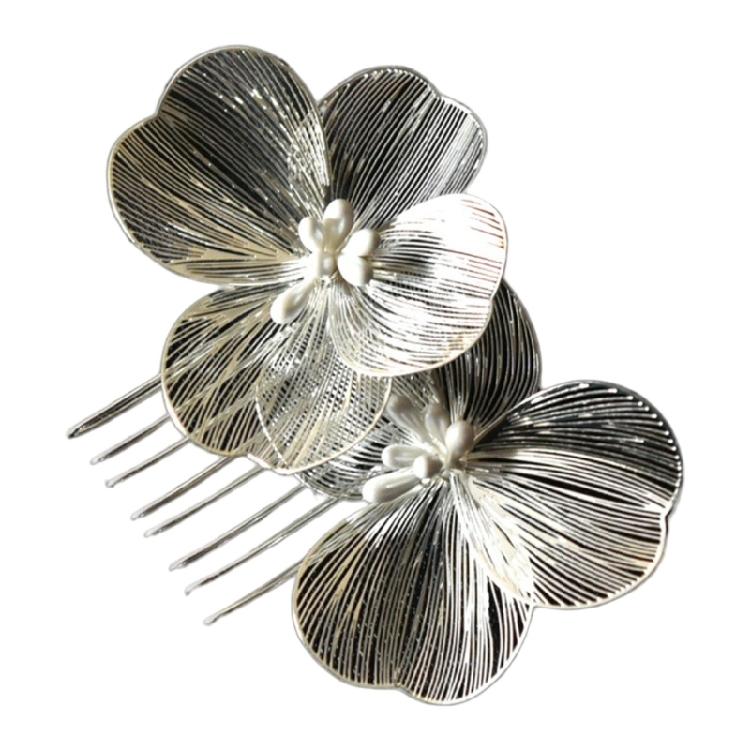 Romance Wedding Hair Accessory 3D Flower Hair Comb Baroque Design Hairpin For Bride Photography Formal Event