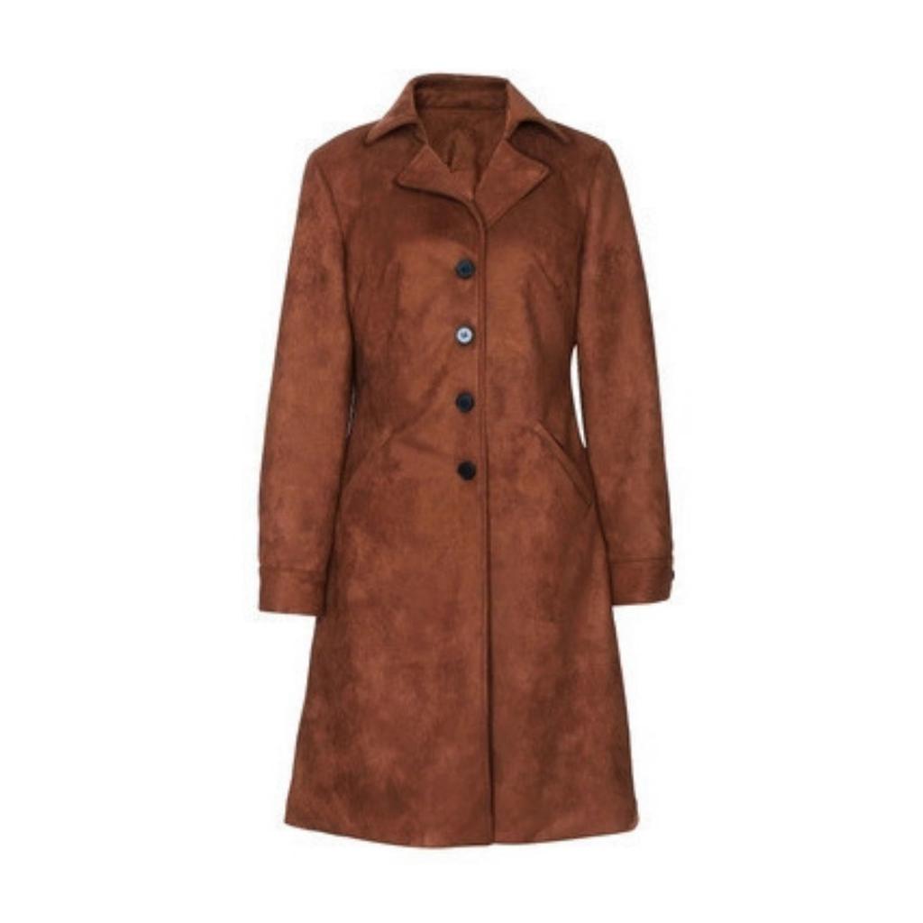 Western Style Women's Faux Suede Waist-Cinched Coat, Comfortable Casual Fashion Outerwear for Women