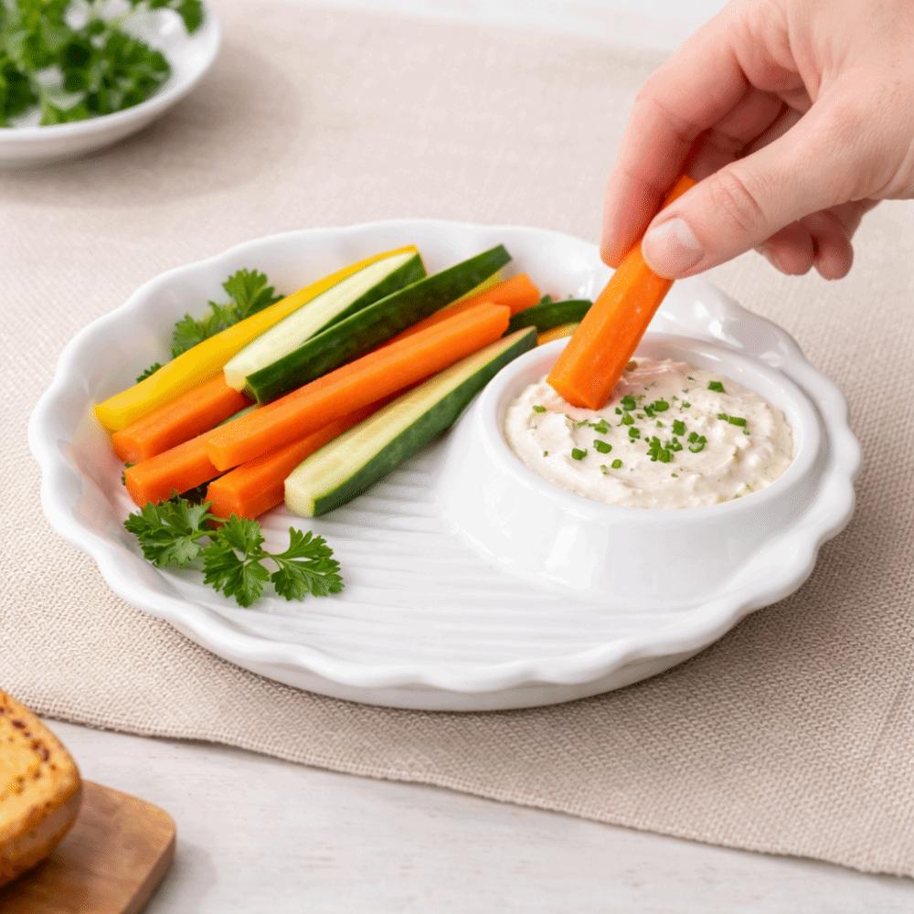 Thicken Ceramic Dumpling Dishes Round French Fries Plate Minimalist Serving Plates  Kitchen