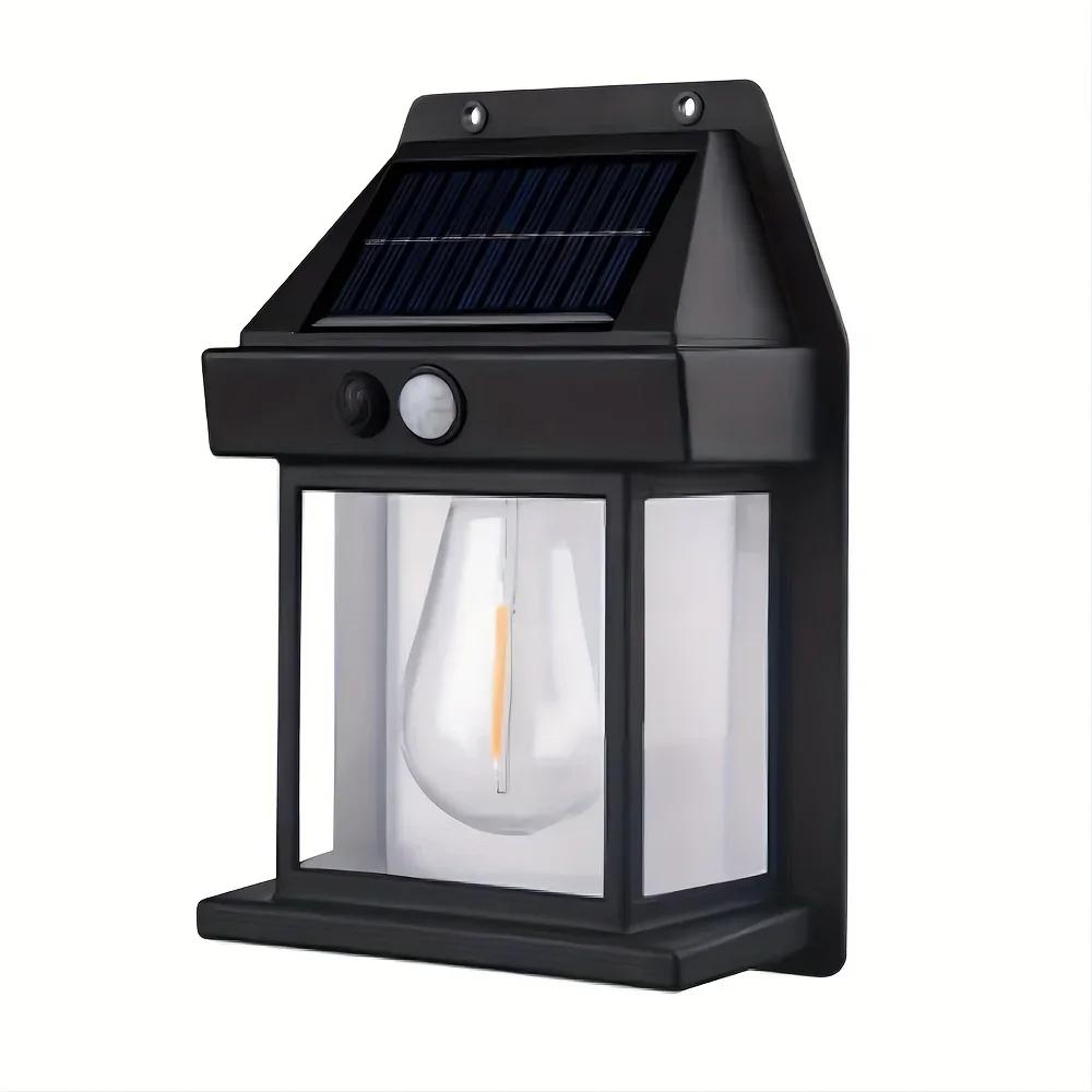 LED Solar Wall Lamp IP65 Waterproof Intelligent Induction 3 Lighting Modes  Tungsten Lamp Household Garden Light Villa Lighting