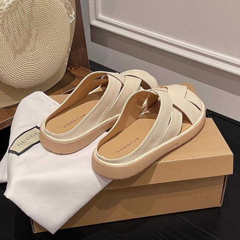 Casual version of baotou half slippers women's summer new outer wear one pedal lazy woven pig cage cool slippers
