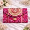 Women Ethnic Embroidered Clutch Bag with Golden Handwork & Tassel | Traditional Wedding Party & Festive Shagun Purse