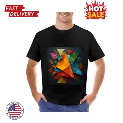 Herren T-Shirt mit lebendigen geometrischen Formen, inspiriertes Unisex Grafik-T-Shirt, Größe S-5XL
