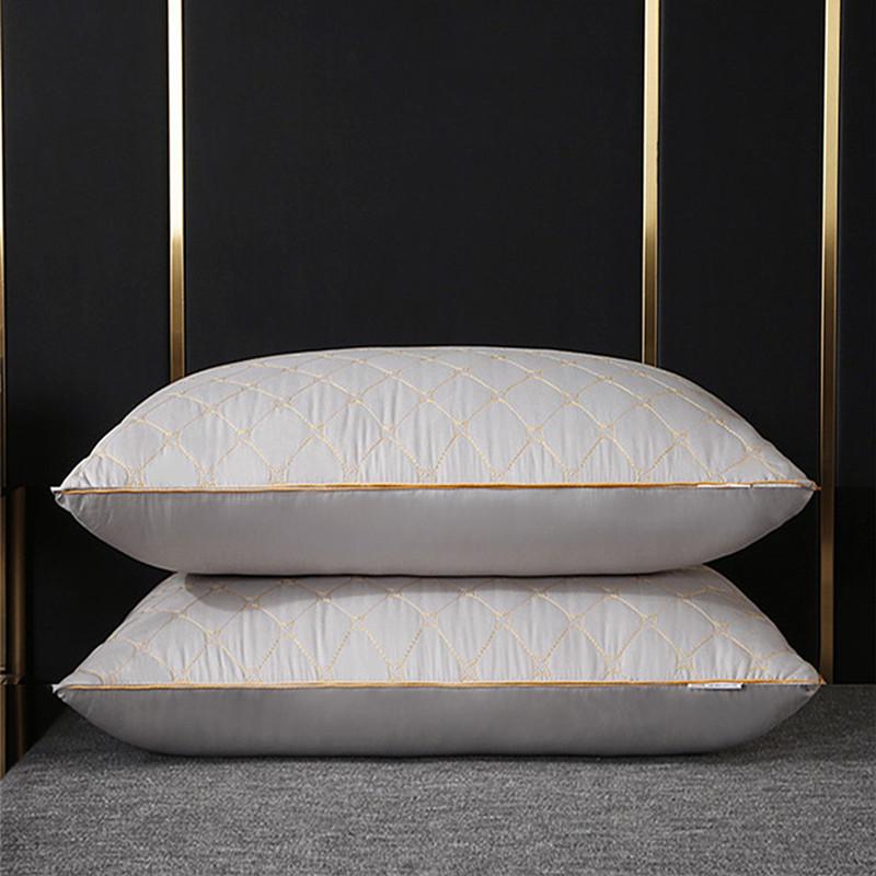 Feather Velour Quilted Neck Support Pillow for Adults - Ideal for Side Sleepers and Cervical Comfort