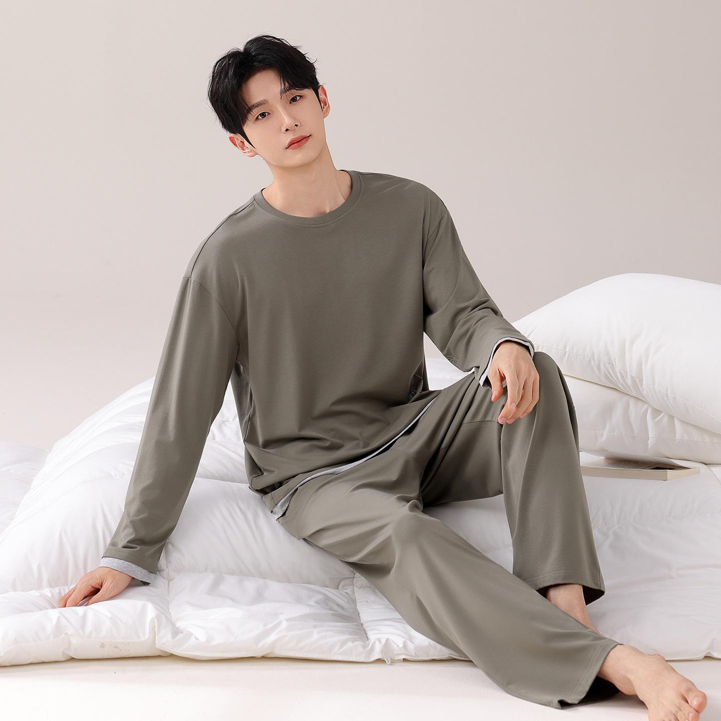 

Pajamas Men S Spring And Autumn Modal Cotton Long Sleeve Casual Large Size Striped Loungewear Set L