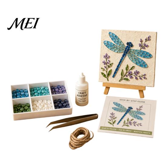 Nautical Beach Theme Craft DIY Sea Glass Art Mosaic Kit, Ocean Animal Themed Set for Adults Environmental Friendly Materials Beginner, Handmade