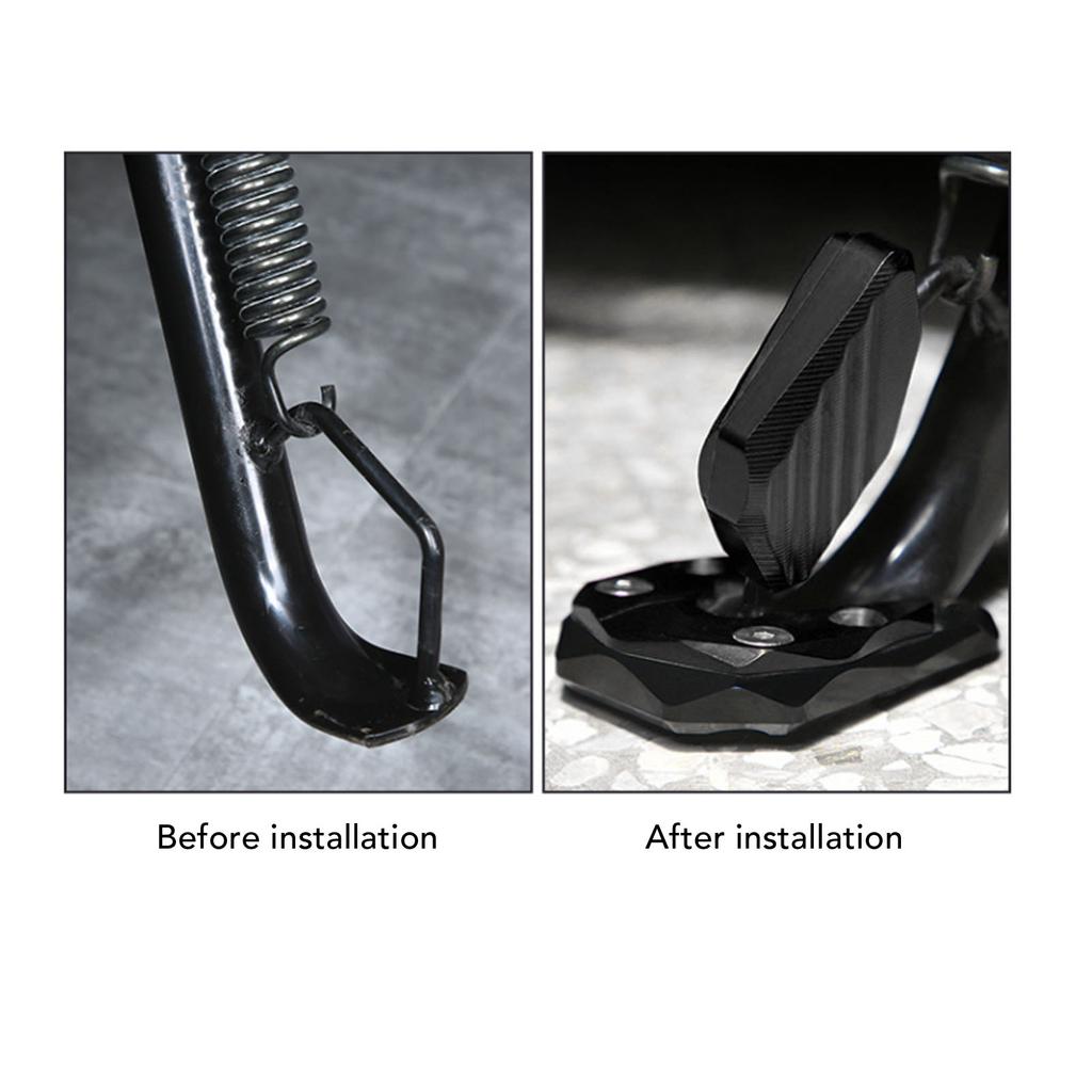 Motorcycle Side Stand Extension Pad Aluminum Alloy Anti Slip High Strength Kickstand Plate Enlarger for XMAX300 XMAX125 XMAX250 XMAX400 Black