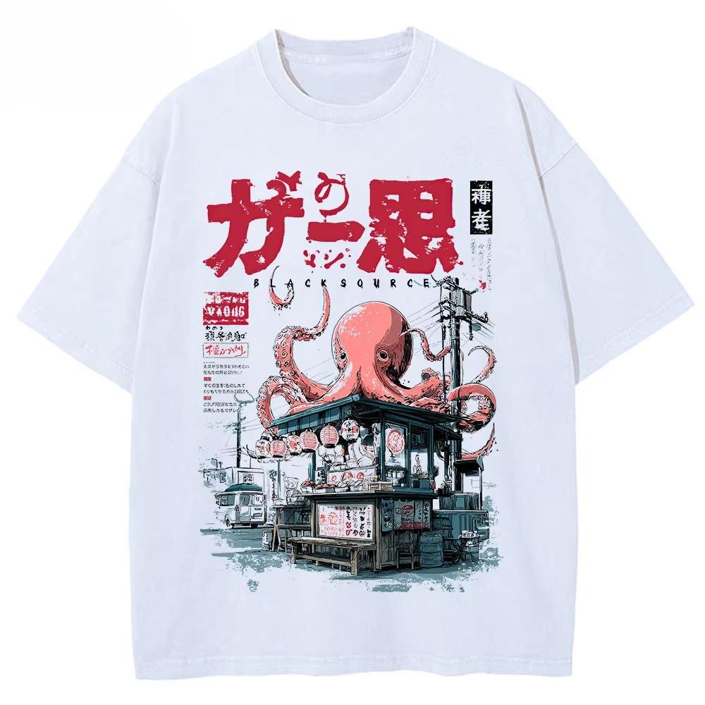 Japanese Takoyaki T-shirt with Octopus Balls Graphic T-shirts for Street Food Lovers Anime Cotton Daily Wear Cool Top 4XL