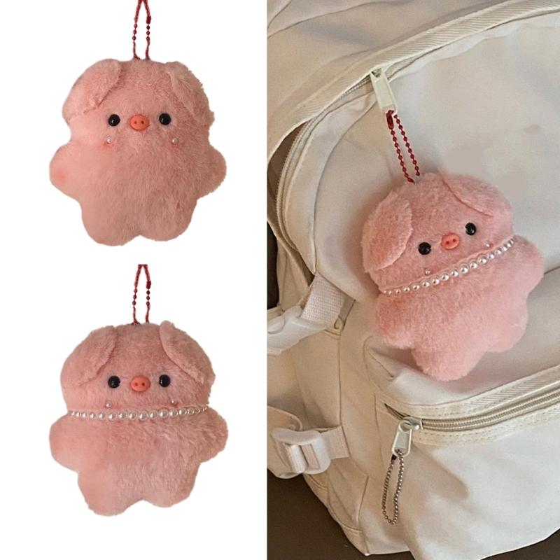 Cute Pink Pig Plush Keychain Pendant Cute Pig Necklace Charm Plush Keychain Plush Material Backpack Pendant Gift for Kid