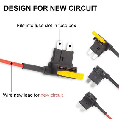 Standard/Mini/Low Profile Mini-Blade-Sicherungshalter, 12 V, Doppelsteckplatz-Abzweigadapter, Add-a-Circuit für Auto, Auto, LKW, Boot, Auto, Wohnmobil