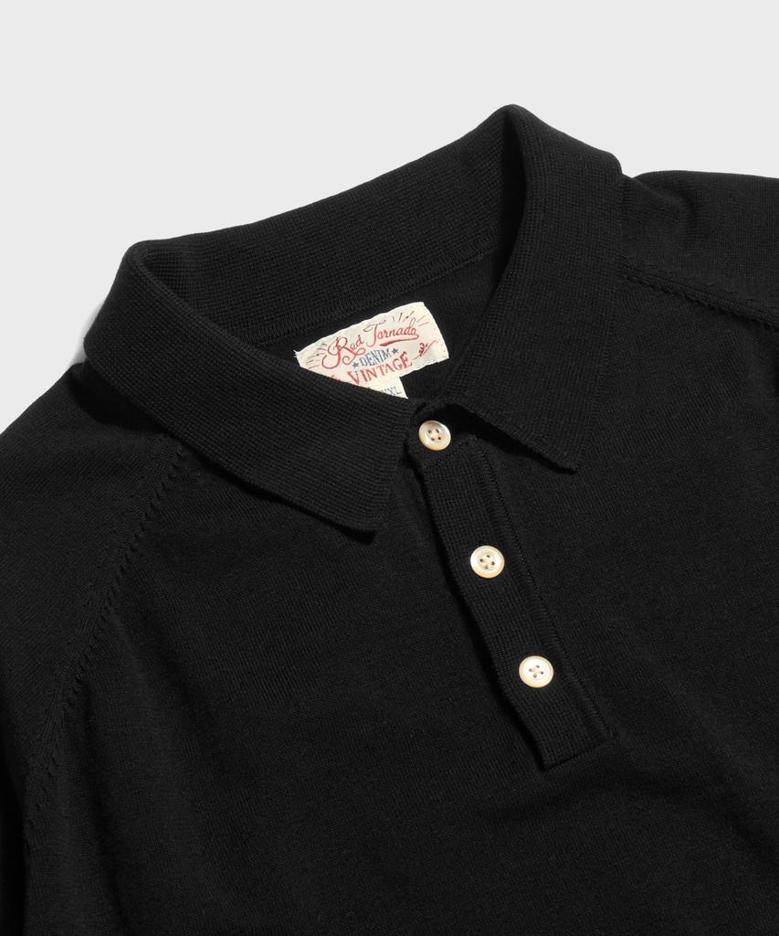 Ledeutoneido Retro Knitted Polo Shirt Black