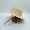 Internet Celebrities With The Same French Celebrity Retro Elegant Pearl Chain Treasure Grass Flat Top Top Hat Women'S Summer Sunshade Vacation