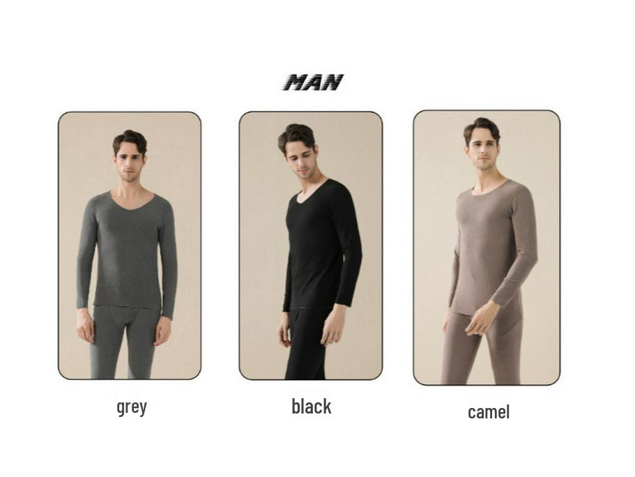 2025 Neue Wolle Seide Doppelseitiges Fleece Unterwäsche Set für Damen und Herren - Warme Herbstkleidung