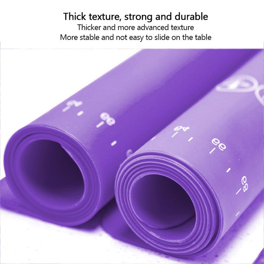 Thick Non Stick Silicone Kneading Mat Food Grade Anti Slip Baking Dough Roller Pad for Home Kitchen Purple