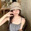 Literary Style Pleated Flower Fisherman's Hat Children Large Brim Sunshade Beret Light Face Small Cap