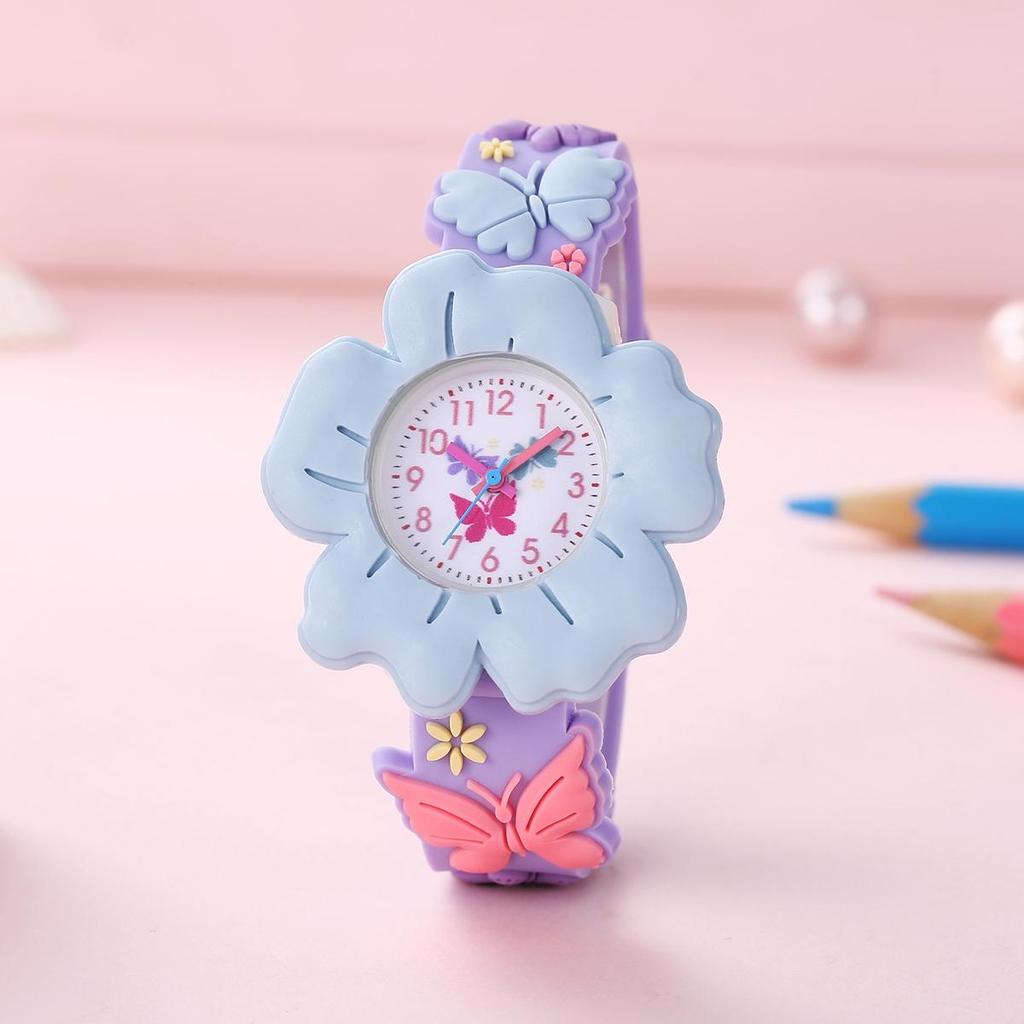 Orologio da Polso Cartoon con Fiore e Farfalla per Bambini, Modello 3D
