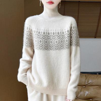 Maglione da donna 100% lana Dolcevita lavorato a maglia Pullover invernale spesso Maglioni da donna in maglia