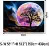 Blacklight Moon Tapestry UV Reactive Galaxy Space Tapestry Trippy Mountain Tree Tapestry Starry Night Sky Tapestry Wall Hanging