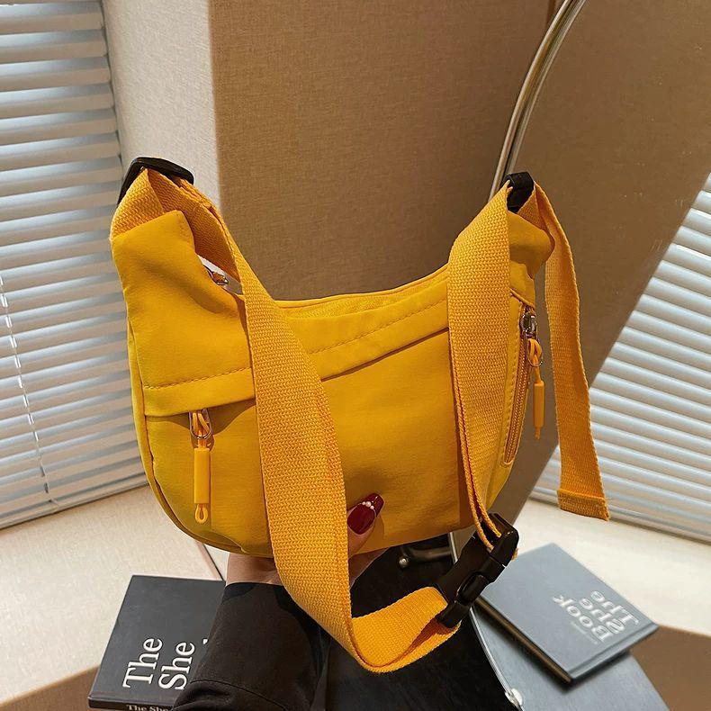 

Women s Summer 2025 Niche Design Canvas Shoulder Crossbody Bag, Korean Style Casual Dumpling Bag жовтий