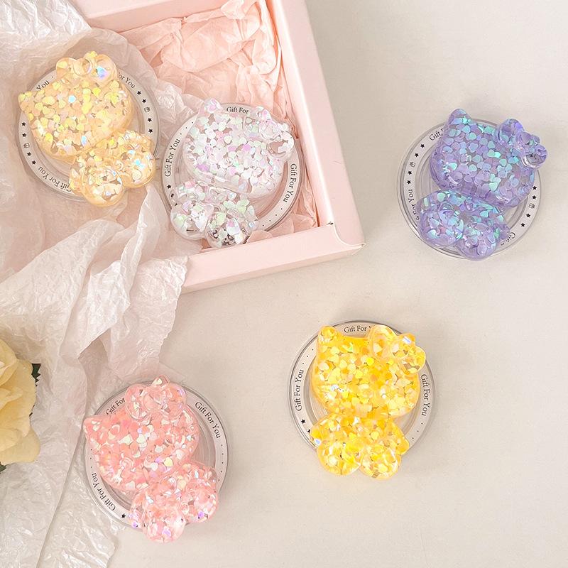 Creative Sequined Mobile Phone Airbag Bracket Magnetic Suction Retractable Magsafe Cartoon Kt Cat Drama Desktop Bracket