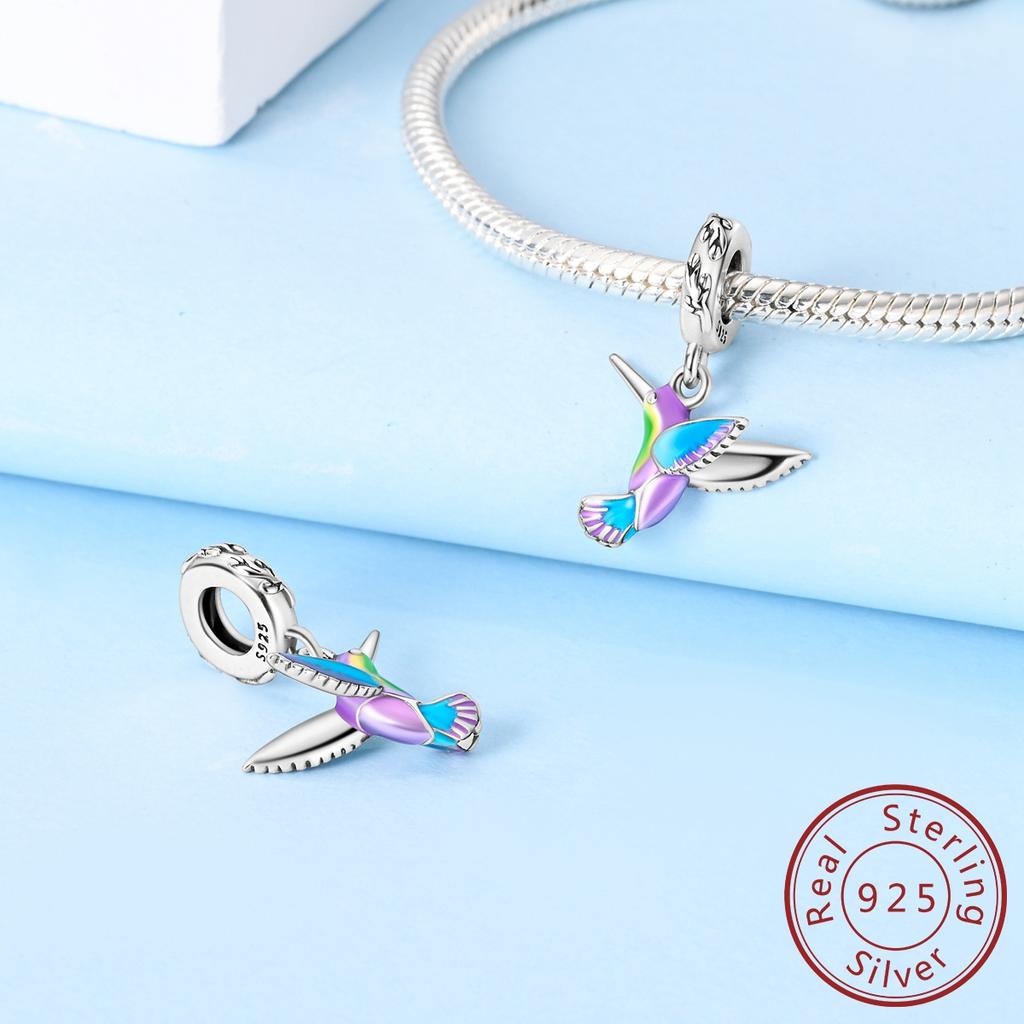 Dangle Charm Bead Component Copper Metal Pendant Bead Component Compatible With Bracelet High Quality Fine Jewelry Craft Making Hummingbird High