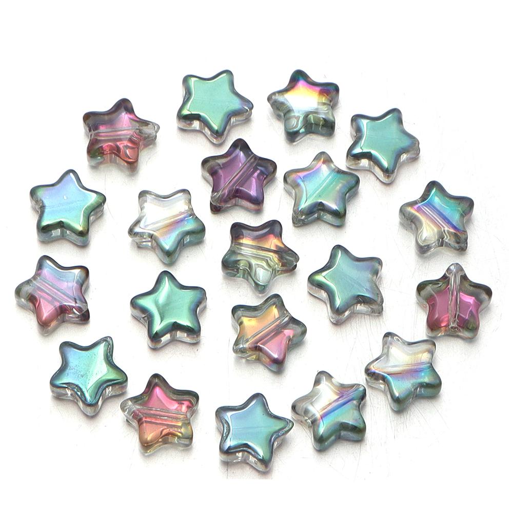 30pcs/lot 8mm Colored Electroplated Star Beads Loose Spacer Pentagram Glass Beads For DIY Bracelet Earrings Jewelry Accessories