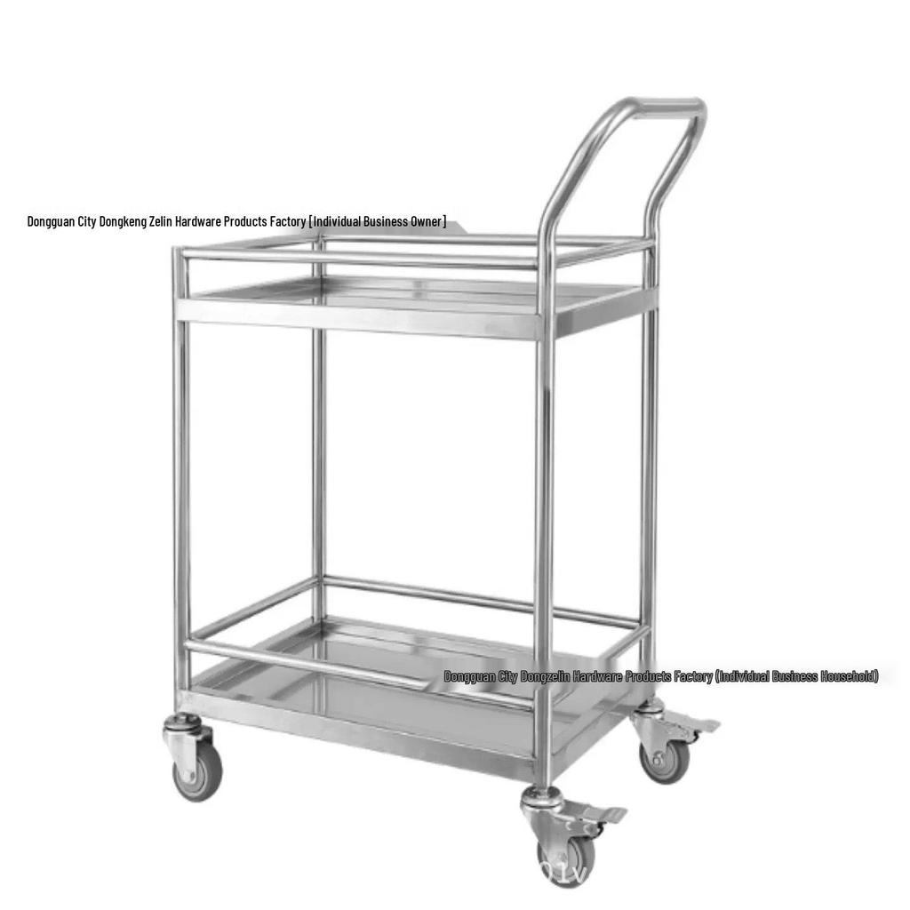 Cichy wózek medyczny ze stali nierdzewnej 304 - Pogrubiony płaski wózek na narzędzia i instrumenty