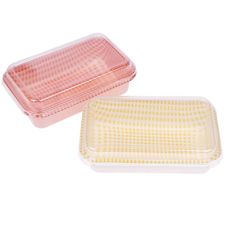 10Pcs Plaid Disposable Rectangular Plastic Packing Box With Lid Cream Cake Sale Package Box Picnic Bento Sushi Bread Containers