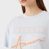 Emporio Armani Solid Color Letter Print Round Neck Short Sleeve T-Shirt Women Tops Blue 3R2T7Z2-JQ4Z1-0703