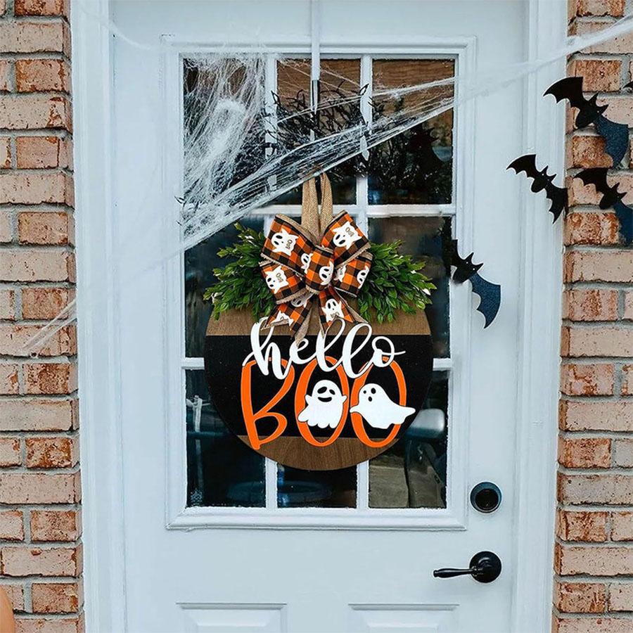 1pc Halloween Ghost Pumpkin Door Hanging Sign - Festive Welcome Decoration For Home, Office, And Garden - Perfect Housewarming