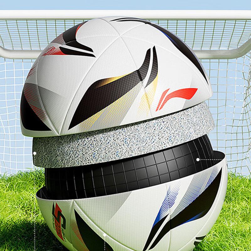 Li Ning Size 5 Soccer Ball TPU Machine Stitched Soccer Ball Unisex Black White Blue Red LNXY200-1