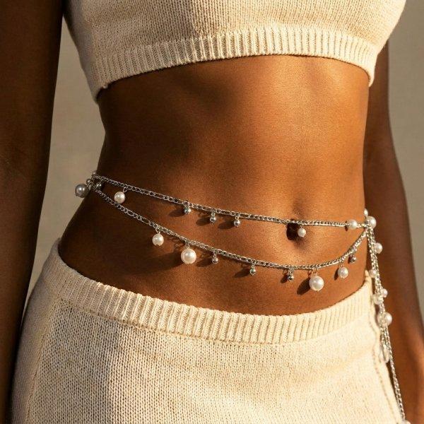 Summer Bohemian Shell Starfish Waist Chain Women Rice Bead Body Jewelry Bikini Beach Vacation Accessory