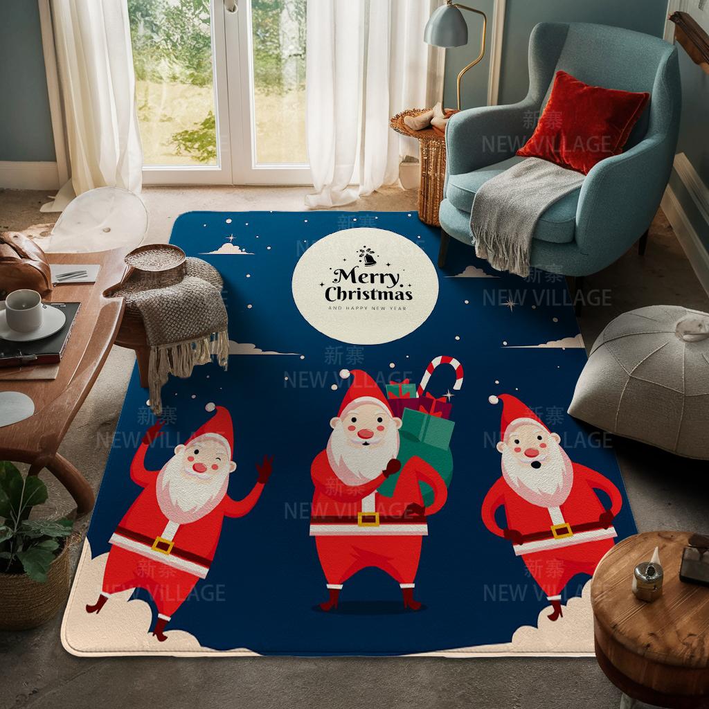 House Entrance Carpet Home Door Mat Living Room Bath Foot Bathroom Non-slip Water Absorption Rugs Bath Merry Christmas Winter