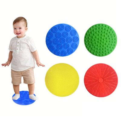 4Pcs/Set Silicone Sensory Mat Focus Aid Anxiety Stress Relief Textured Mat Quiet Decompression Round Tactile Pad Desk Toy