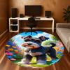 1PC Garden Dog Schnauzer Round Chair Mat Area Rug - Non-Slip, Floor Mat for Office, Bedroom, Home Decor Christmas Gift C0528050