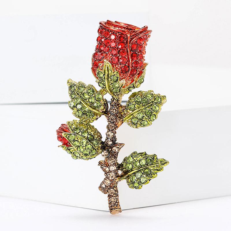 Exquisite Shinning Rhinestone Rose Flowers Brooches For Women Party Jewelry Accessories Gifts