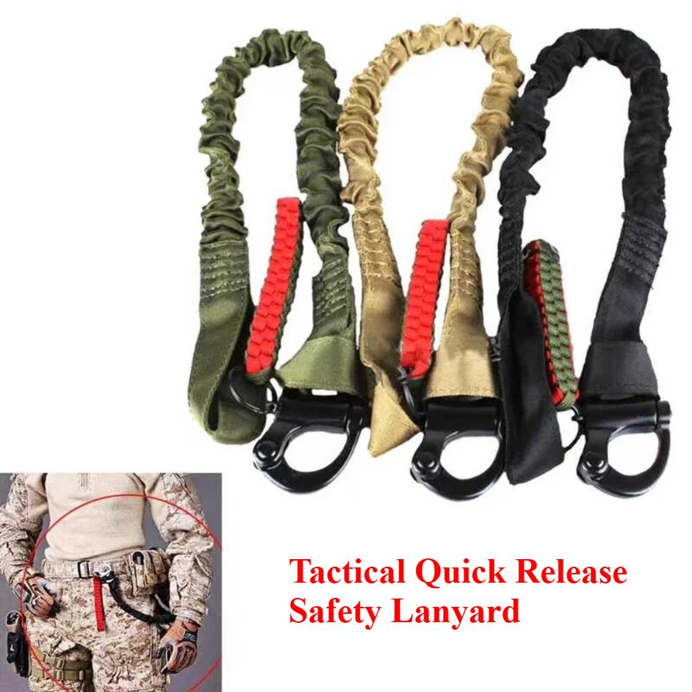 1Pc Outdoor Nylon Mountaineering Safety Rope Life-saving Tactical Quick Release Lanyard Downhill Braided Gear Security Tools