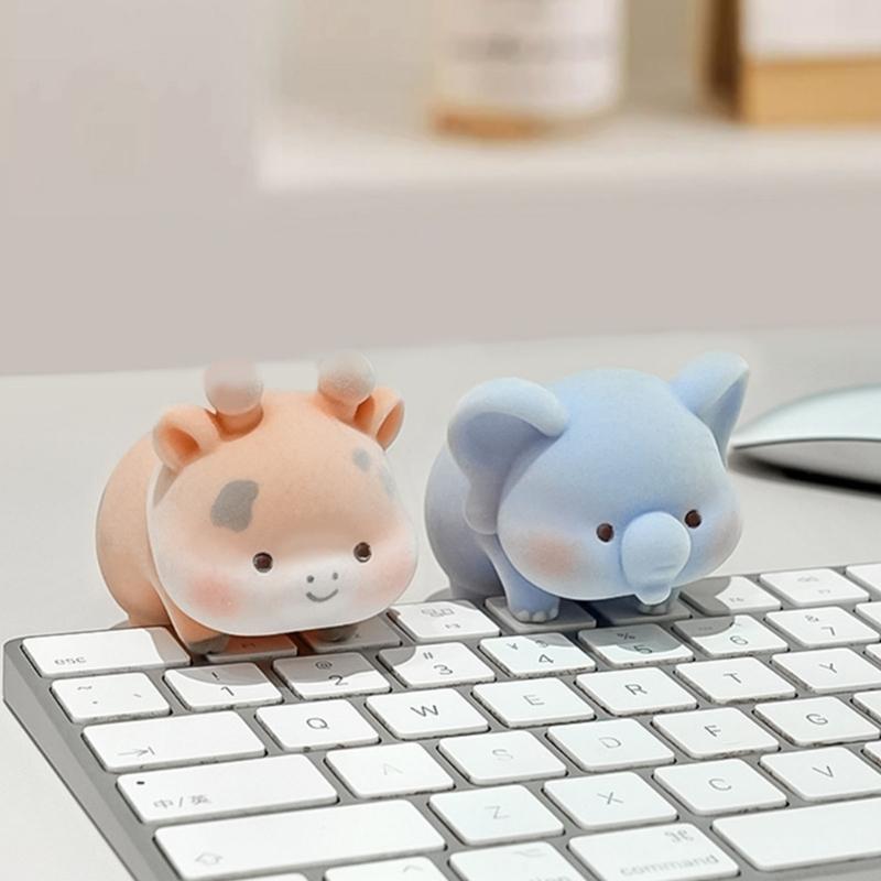 Soft Furry Animal Figurine Ornament Small Enameled Miniature Animal Toy For Car Dashboard Office Desktop Decoration