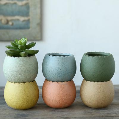 Vaso per Fiori in Ceramica con Design a Guscio d'Uovo Mezzo Drago, Vasi per Succulente, Vasi da Giardino