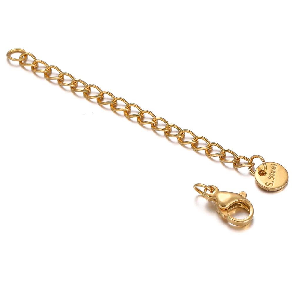 10pcs Stainless Steel Lobster Clasps 5cm Extension Extended Tail Chains for DIY Jewelry Making Bracelet Necklaces Connectors