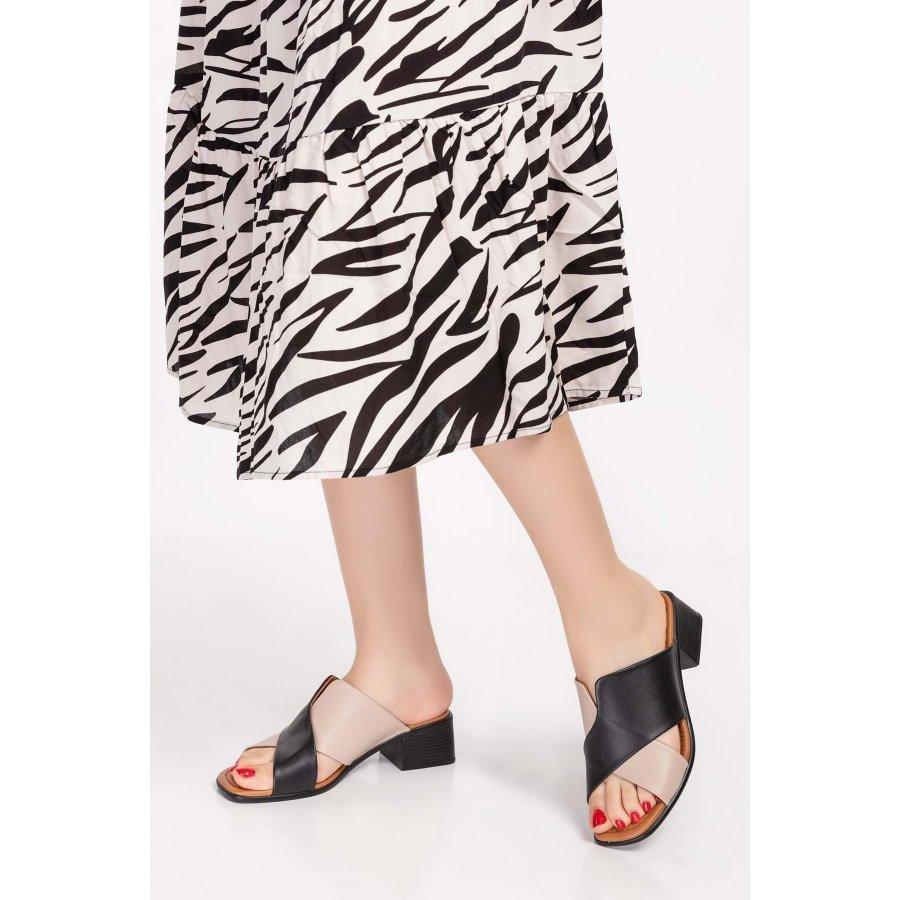 Damen-Clogs aus echtem Leder mit niedrigem Absatz für den Sommer