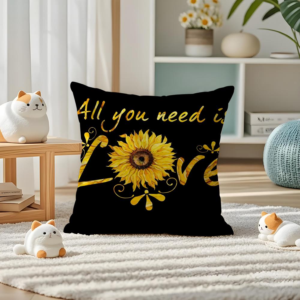 Sunflower Patterns Series Pillow Case Silky elegant Comfort Sofa Bed Invisible zipper
