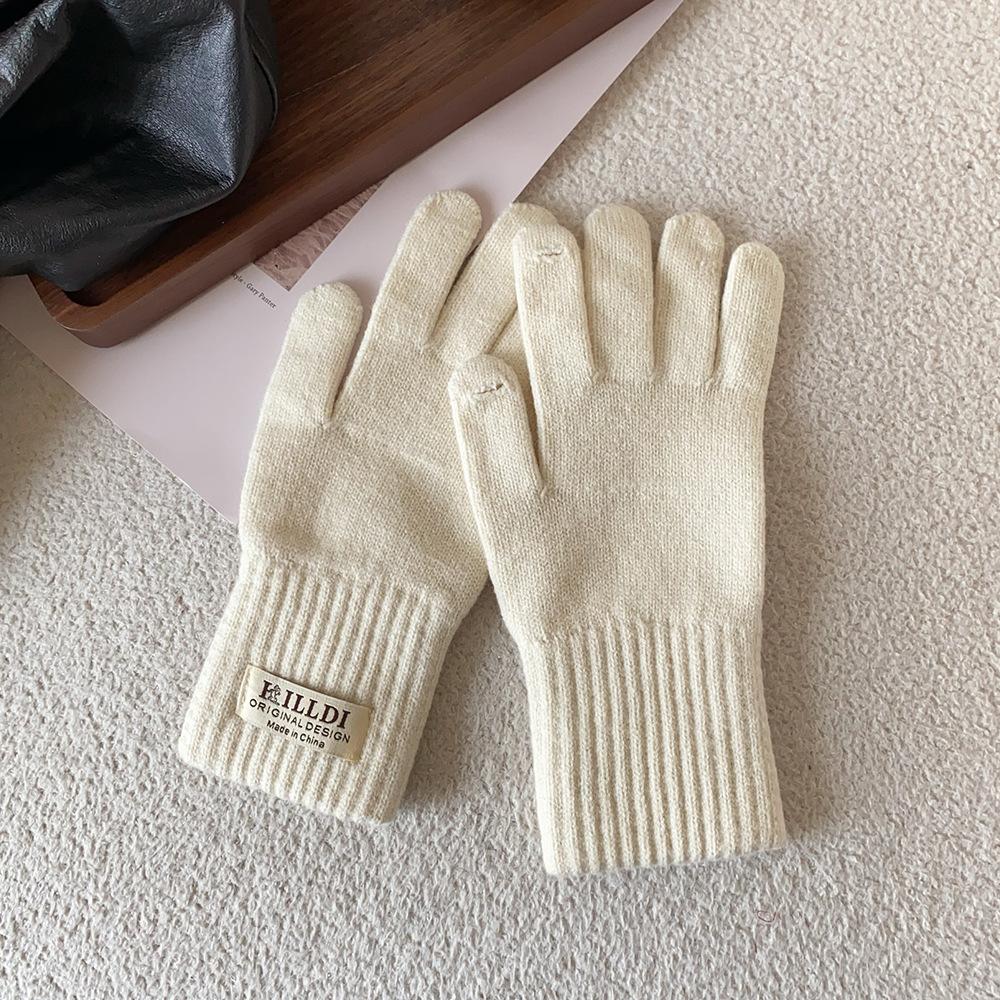 

Вязаные перчатки женские зимние милые утолщенные теплые сенсорные открытые перчатки для электромобиля вязаные зимние ветрозащитные