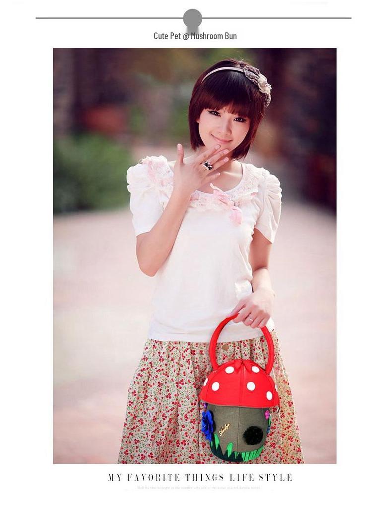 2025 Cute Candy Color Women's Handbag - Japanese-Inspired Casual Mushroom Design