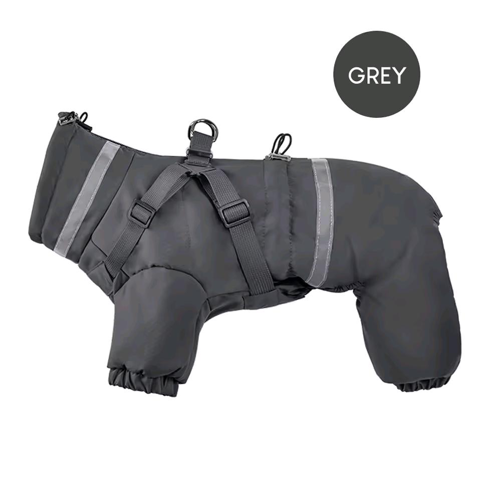 New Dog Clothes Winter Warm Overalls Small Medium Dog Jumpsuit Jacket Thicken Padded Coat with Harness Adjustable Reflective