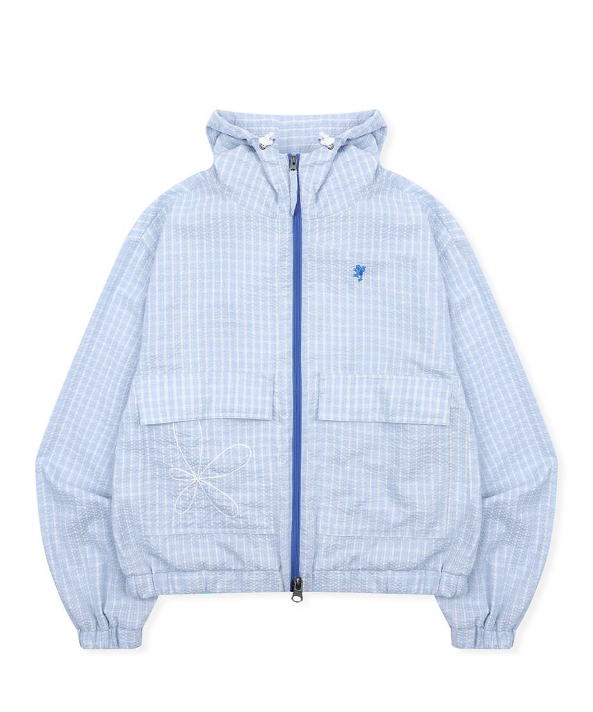 Glack Gzj002 Merlin Seersucker Check Windbreaker (Sky Blue)